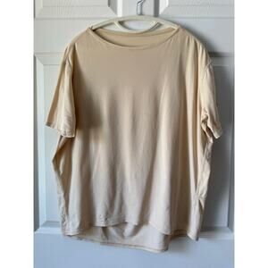 Lululemon Pima Cotton Boxy Cocoon‎ Top Nude Beige Est Size L Yoga Athleisure